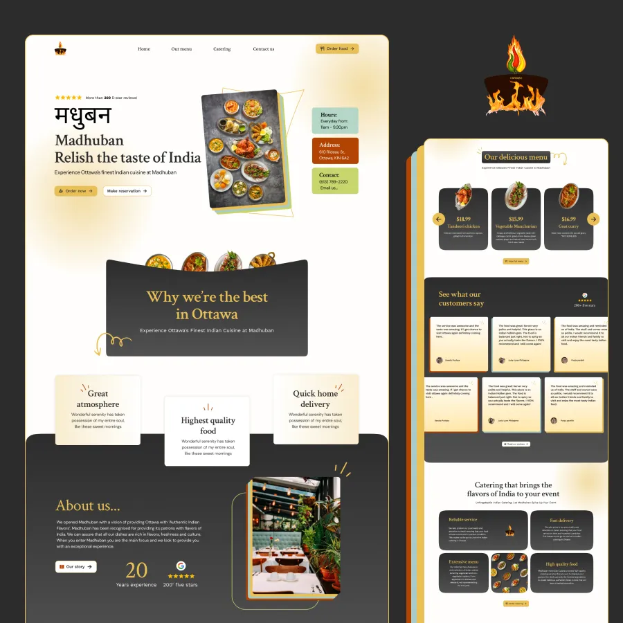 Madhuban Indian Cuisine Website design & Development done by Restaurant Infinity